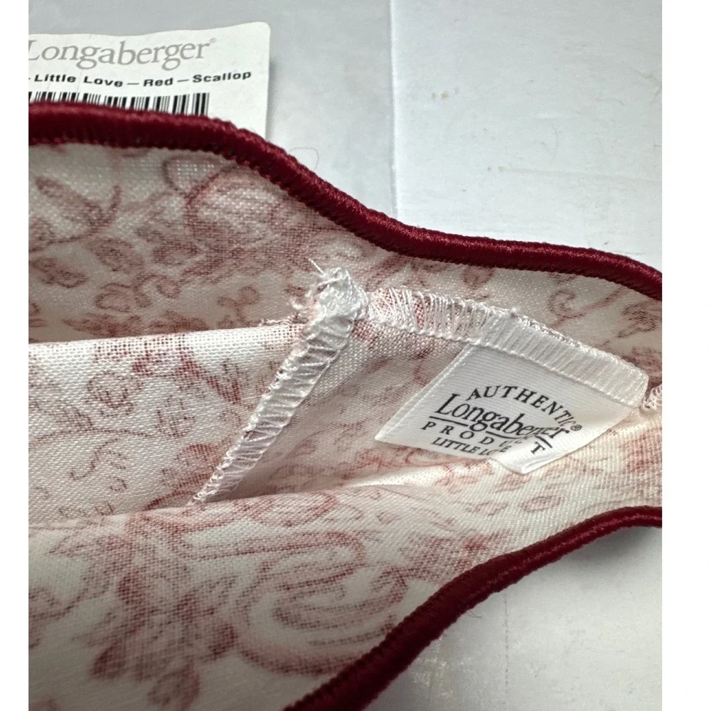 Longaberger Little Love Basket Liner Red Toile Scalloped Edge NEW 2857694